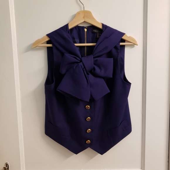 Marc by Marc Jacobs Purple Silk Vest with Bow Neck